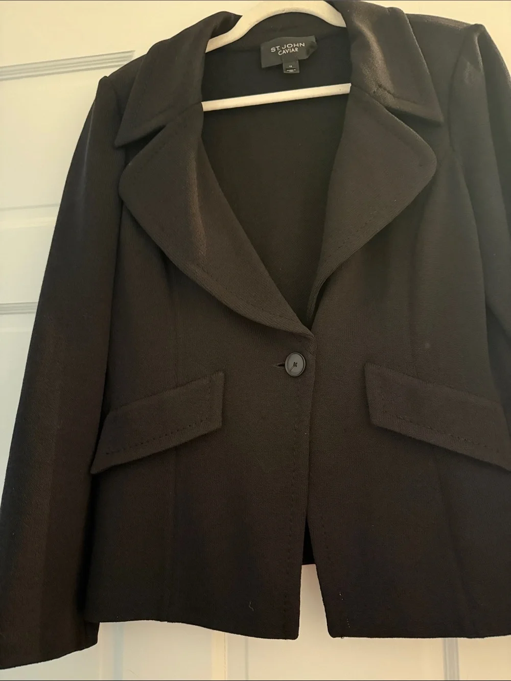 St John Caviar Black Blazer Size 12 - Picture 1 of 5
